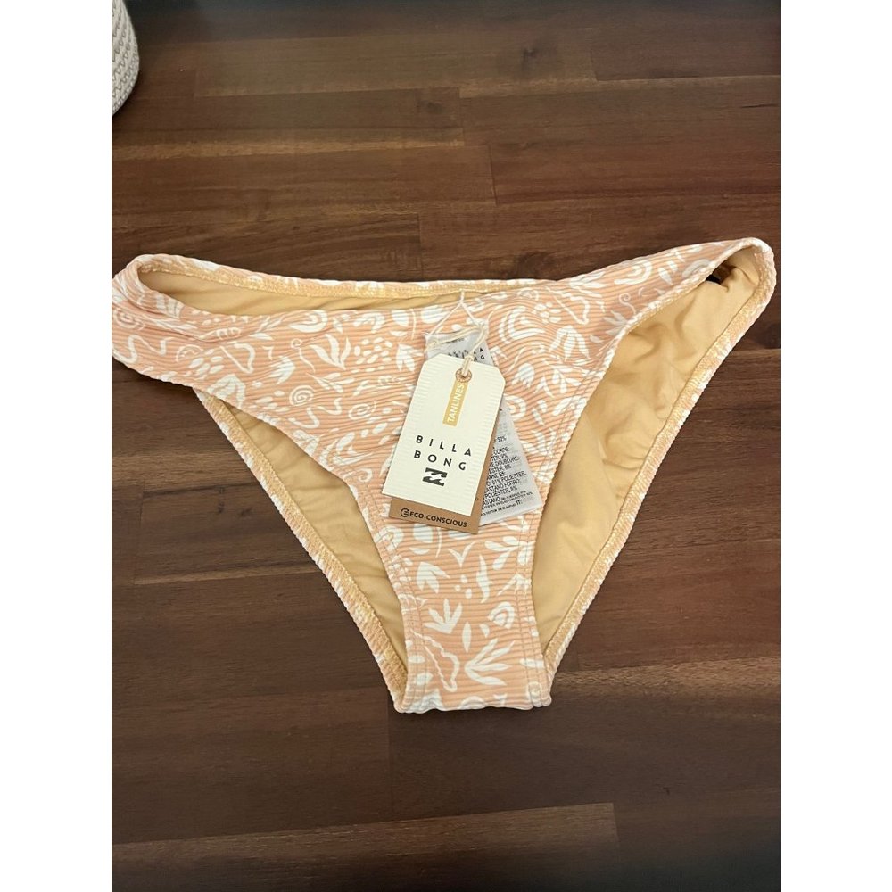 NWT Billabong Swim bottoms beige/white floral print-large